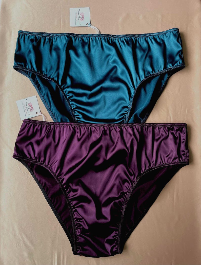 Bikini de satén verde azulado para hombre - Braguitas sedosas - Ropa interior de regalo para él imagen 1