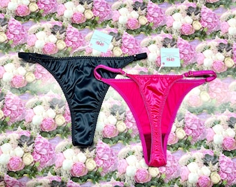 Pink satin string bikini, silky thong bikini, Valentines gift panty