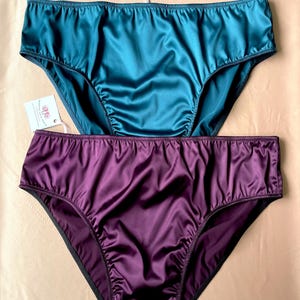 Teal green men&#39;s satin bikini, male panty briefs, purple silky underwear, Christmas gift