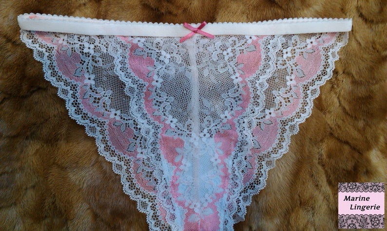 Bridal lace lingerie set ivory pink bralette sheer panties | Etsy