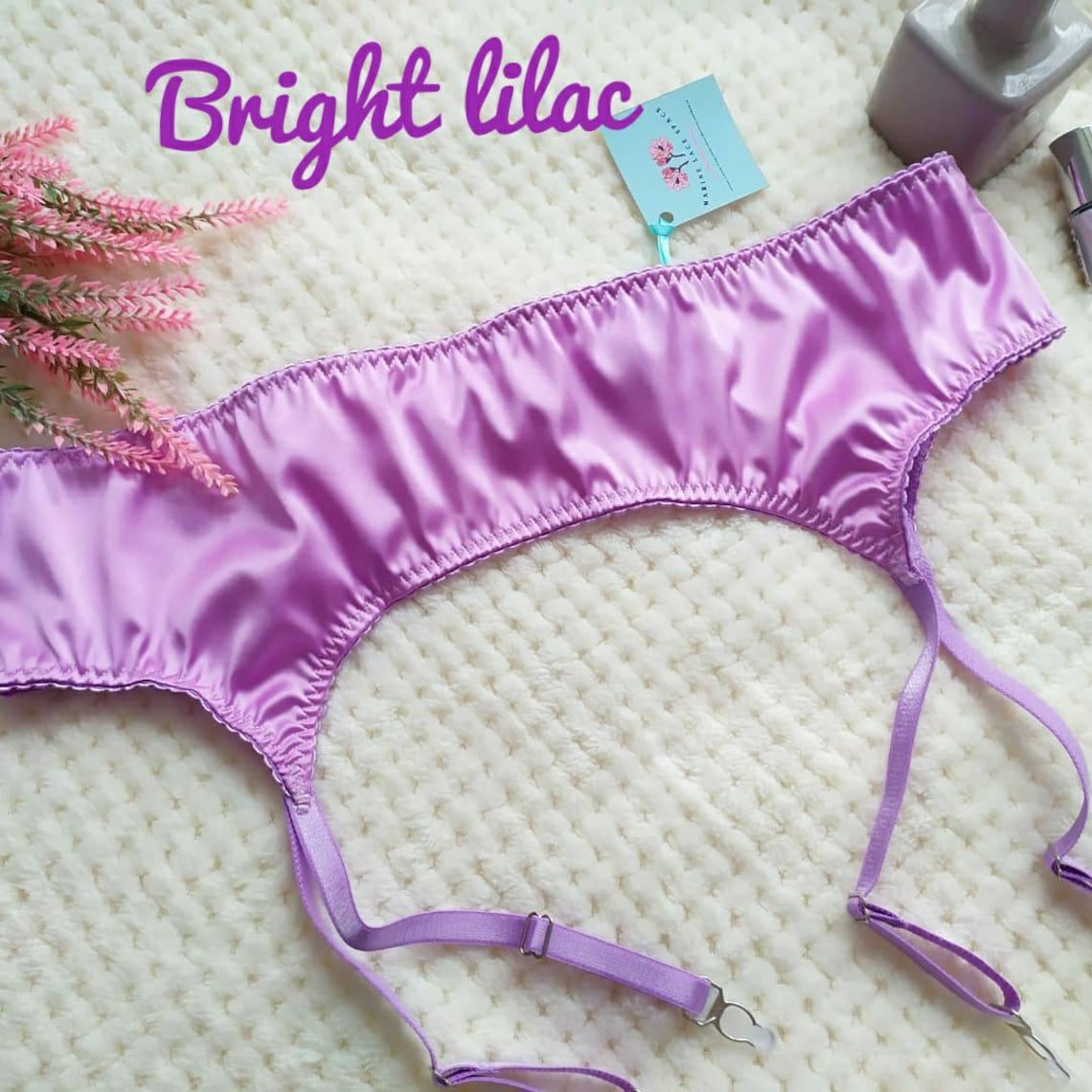 Olive Green Satin Garter Belt Pink Lingerie Wedding Garter Etsy