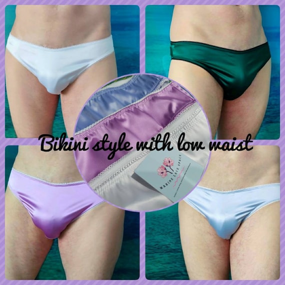 Men s Black Satin Panty Briefs Sexy Gift for Man Silky Bikini Panties Etsy