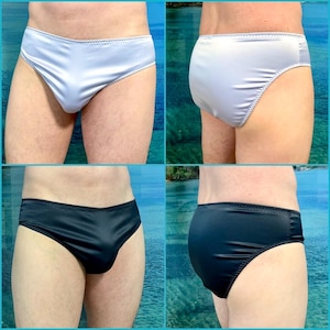 Dark night men&#39;s  briefs, green double undies, satin male panty with two layers