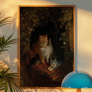 Vintage Cat with Kittens Art Print by Henriëtte Ronner