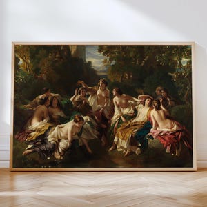 Lámina artística de Diana y las Ninfas: Decoración de habitación con un toque de humor