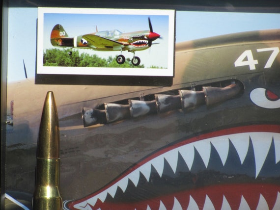 P-40 Warhawk Aviation Nose Art Shadow Box. for Military Decor