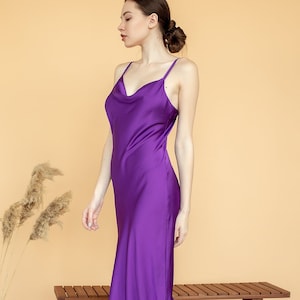 Silk slip dress maxi bias cut, Silk bridesmaid dress, Plum purple silk satin dress, Party dress, Date dress bridesmaid style, Prom silk long