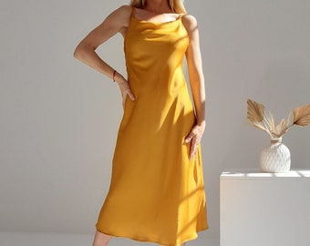 open lace back dress Satin Dark Rust Slip Dress main image 0