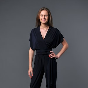 Blue wedding infinity jumpsuit convertible for women jersey jumpsuit