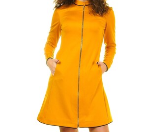 mustard jersey dress