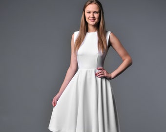 Simple white dress, rockabilly wedding dress