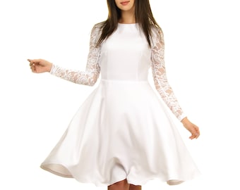 White Bridesmaid Lace Dress Short Simple Wedding Dress Etsy