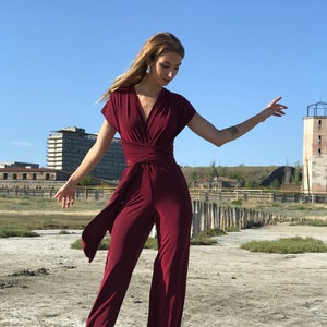 Burgundy Jumpsuit Etsy