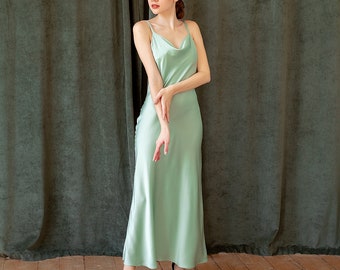 bright green silk dress