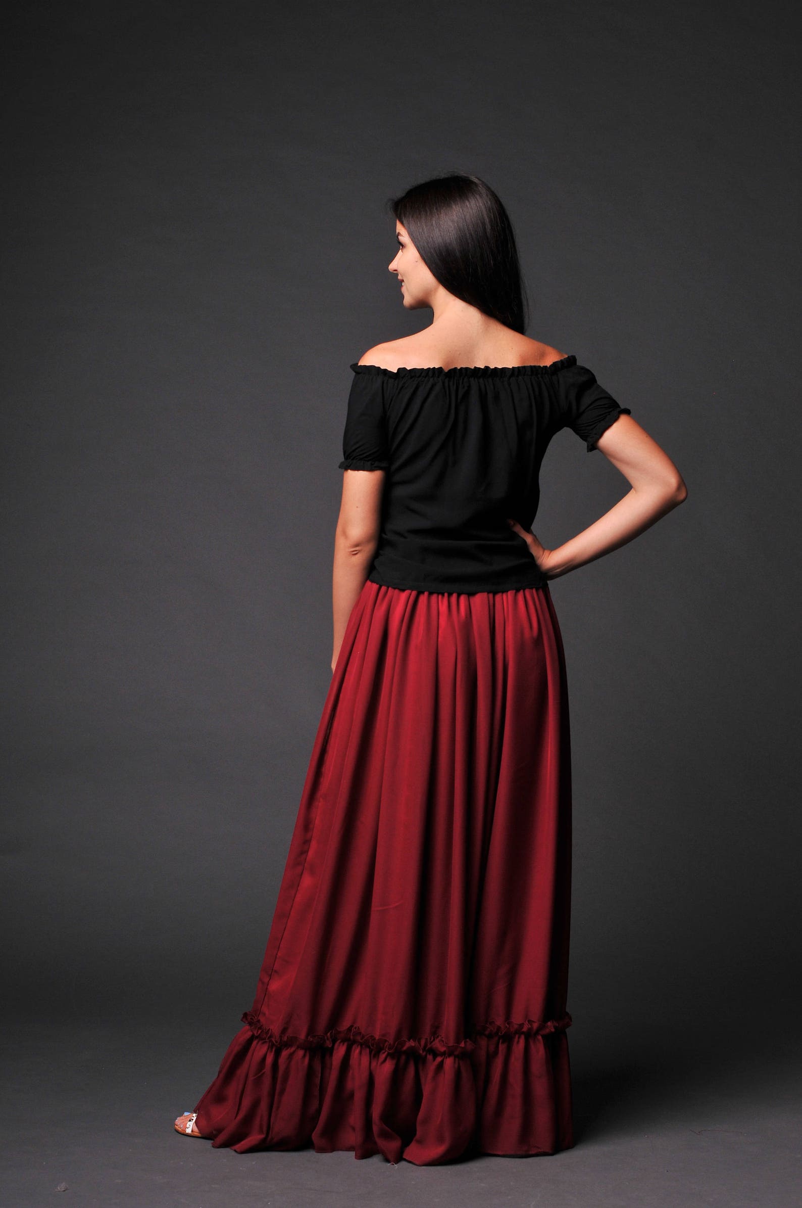 Chiffon skirt - Burgundy