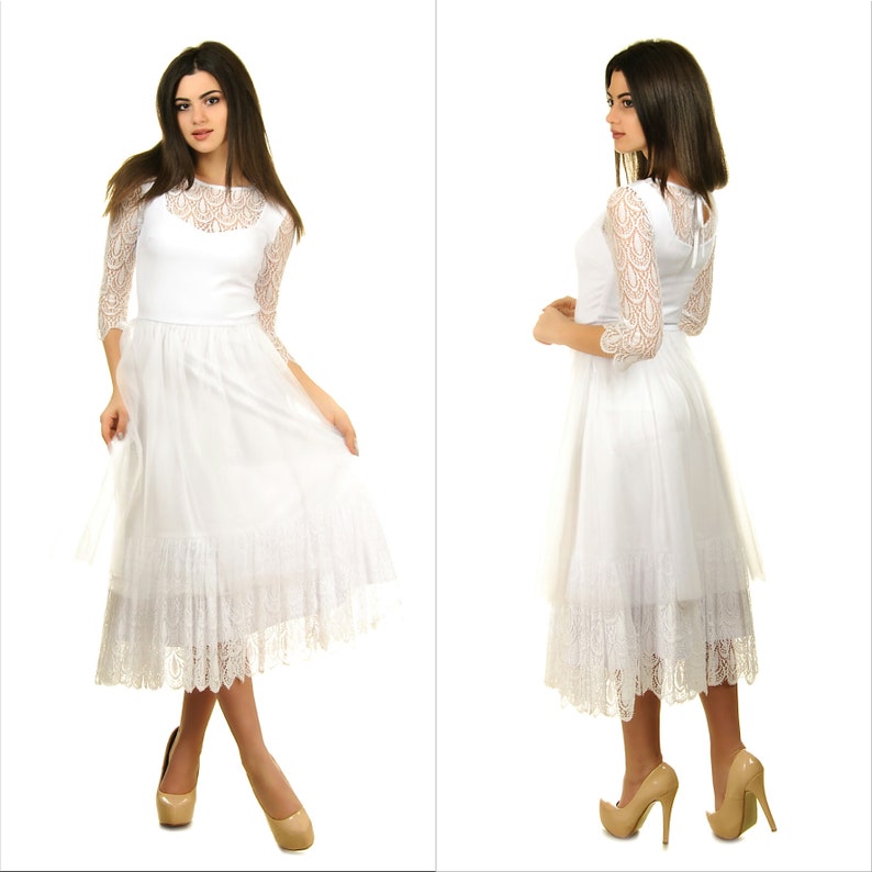 Retro style modest wedding dress Minimalist long sleeve wedding dress
