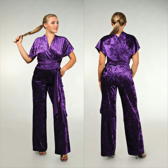 purple jumpsuit wedding