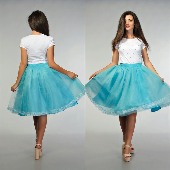 sky blue tulle dress