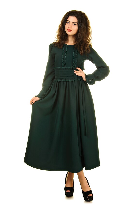 dark green maxi dress