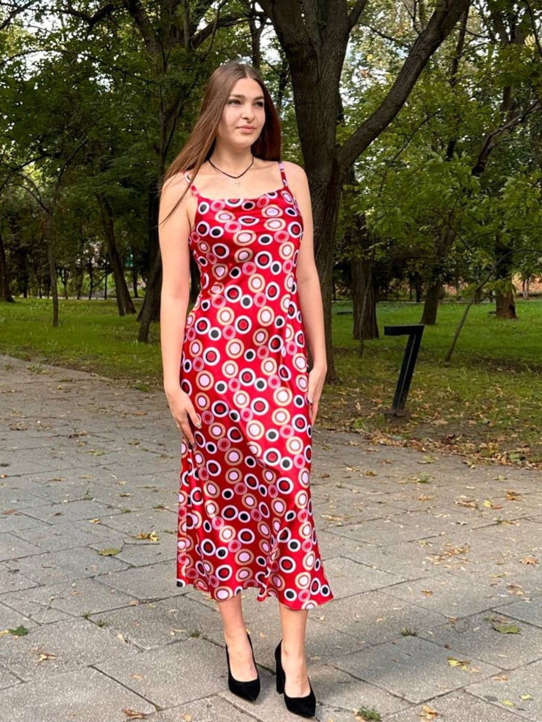 red silk polka dot dress Saint Laurent Red Polka Dot Dress Moore Vintage Archive
