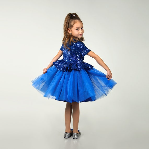 royal blue little girl pageant dress