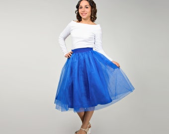 Blue tulle bridesmaid tutu skirt for women, bachelorette tutu, custom size adult tutu skirt