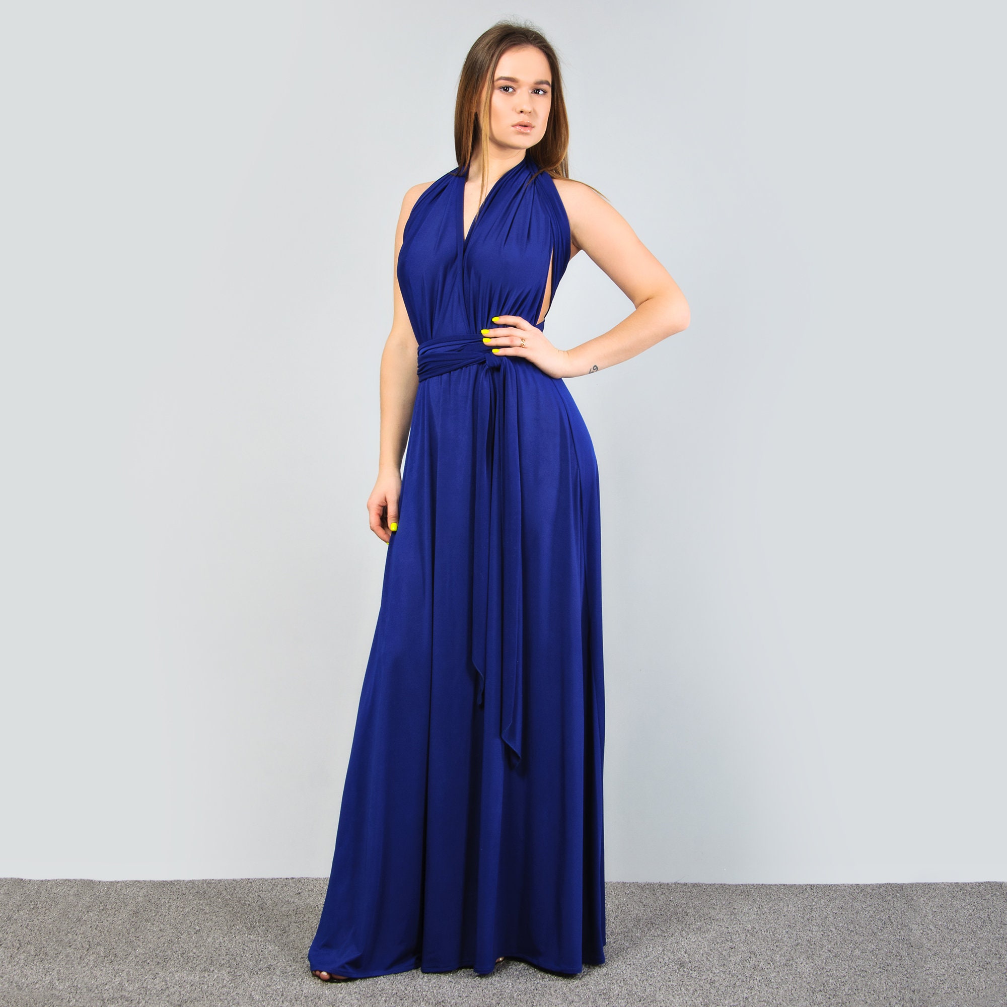 Bridesmaid Infinity Dress, Royal Blue Wedding Guest Dress, Cobalt Blue ...