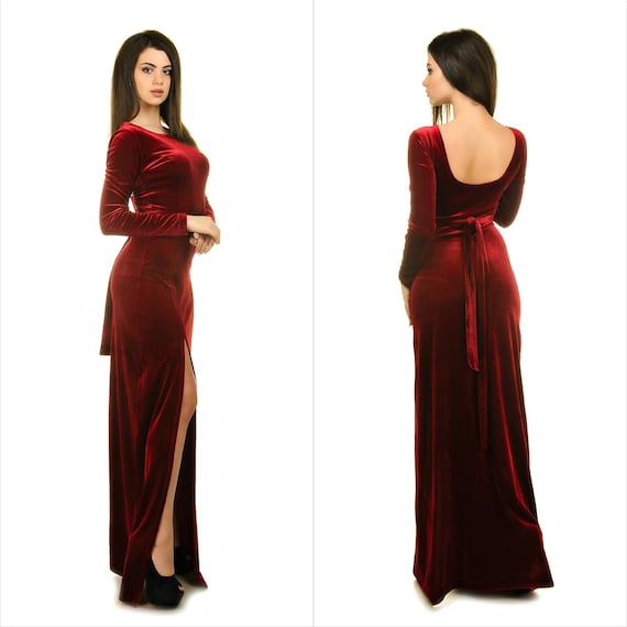 long velvet bridesmaid dress