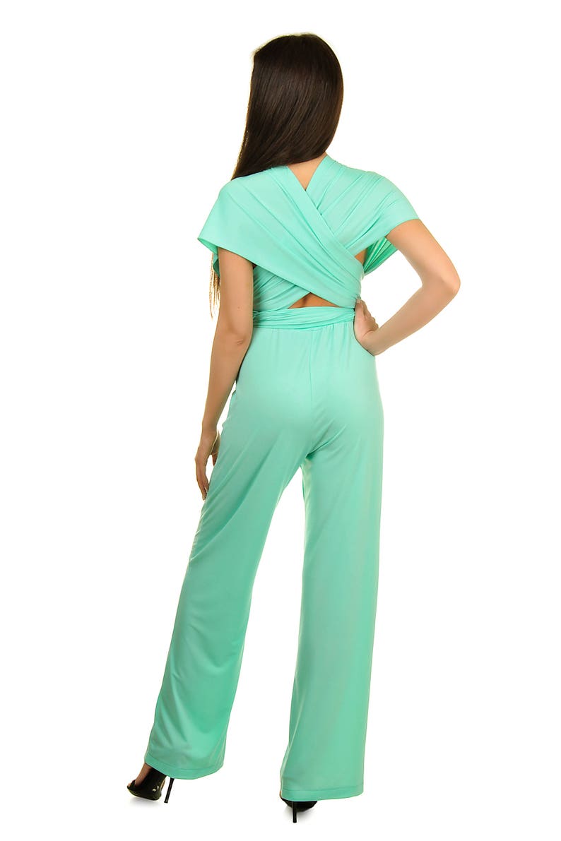 Mint Green Bridesmaids Jumpsuit Convertible Infinity Wrap Etsy
