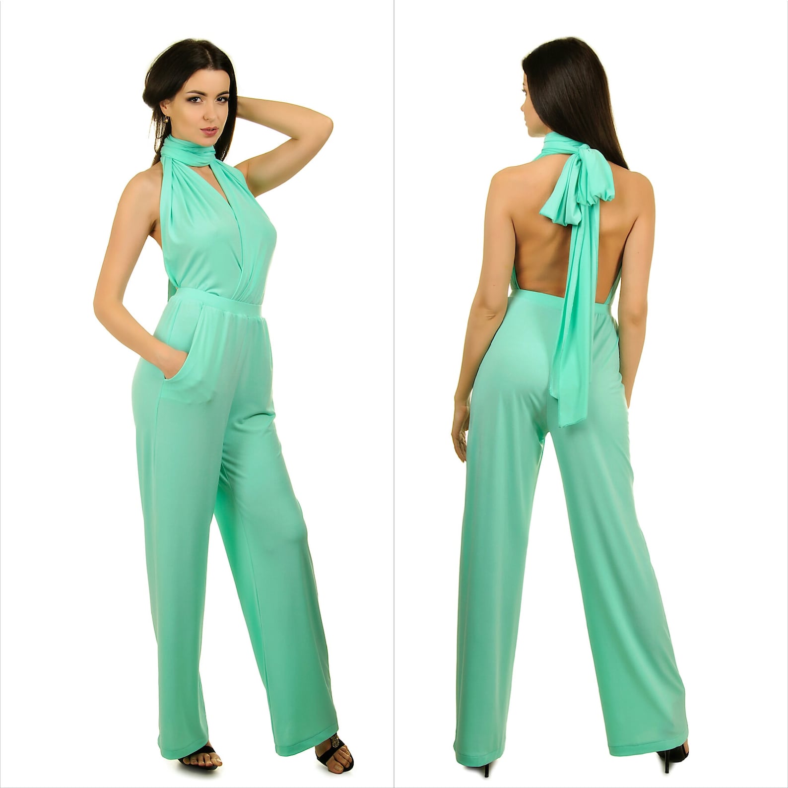Mint Green Bridesmaids Jumpsuit Convertible Infinity Wrap Etsy