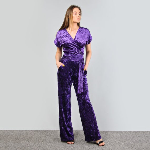 purple velvet pantsuit