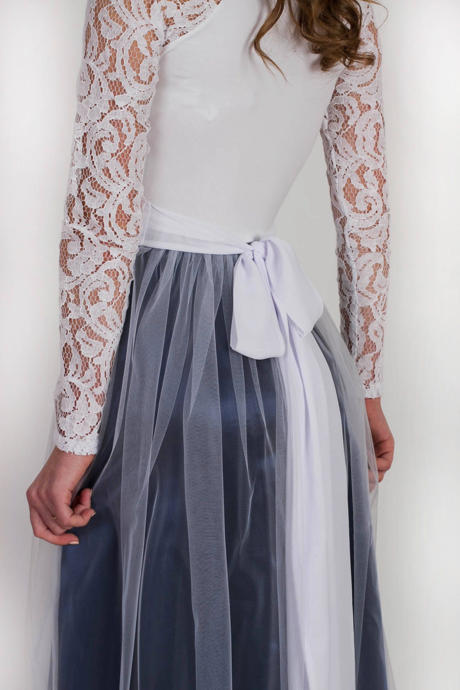 Heavy White Prom Dress Wedding Dress Sleeveless Tulle main image 0
