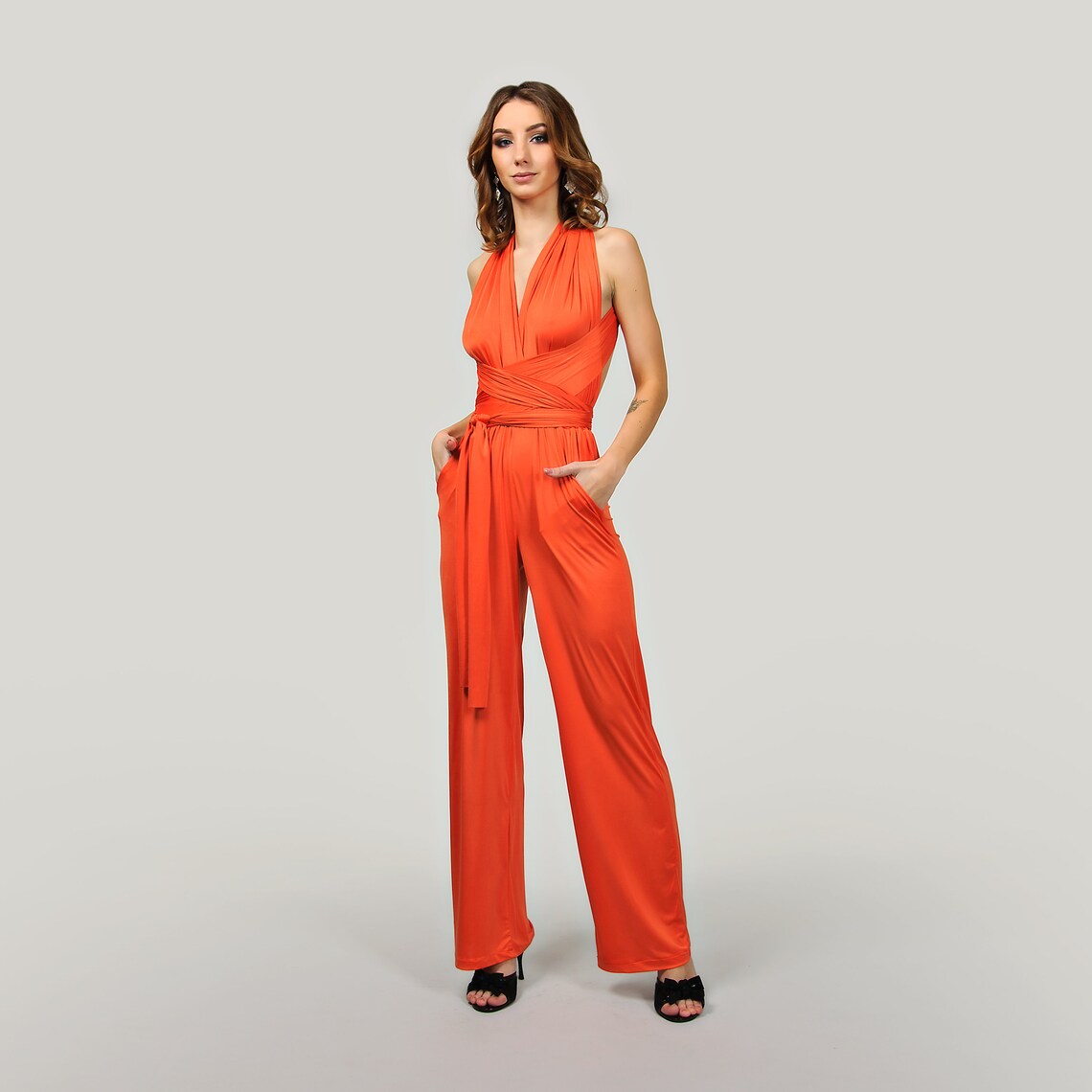 Infinity Jumpsuit Open Back Jumpsuit Long Belts Romper Etsy