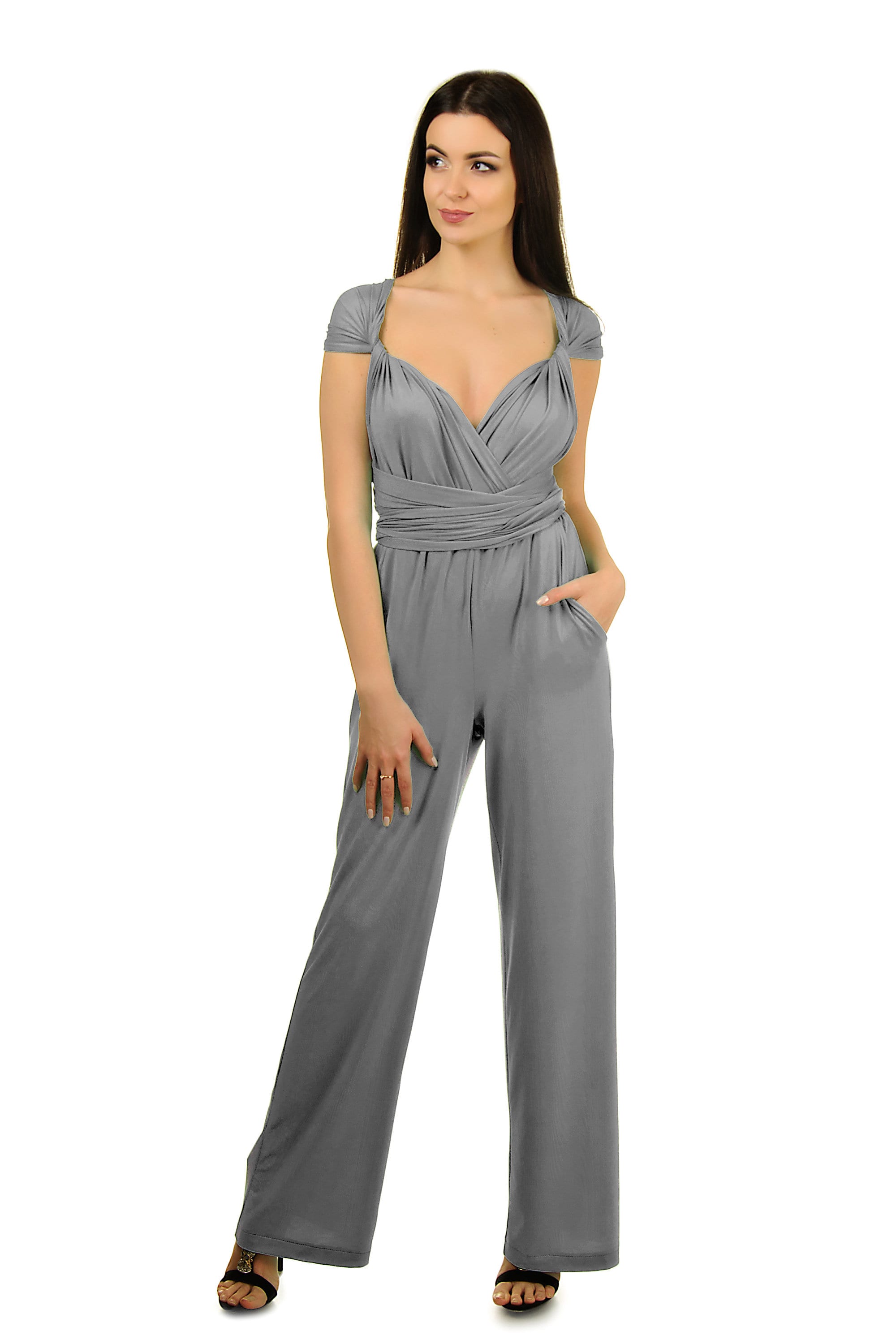 Grey Jersey Wedding Jumpsuit Women Convertible Bridesmaid - Etsy New ...