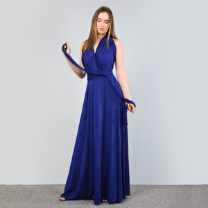 Bridesmaid infinity dress, Royal blue wedding guest dress, Cobalt blue evening dress, Engagement maxi dress, Prom dress, Long fairy dress
