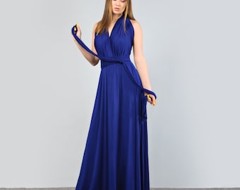 Bridesmaid infinity dress, Royal blue wedding guest dress, Cobalt blue evening dress, Engagement maxi dress, Prom dress, Long fairy dress