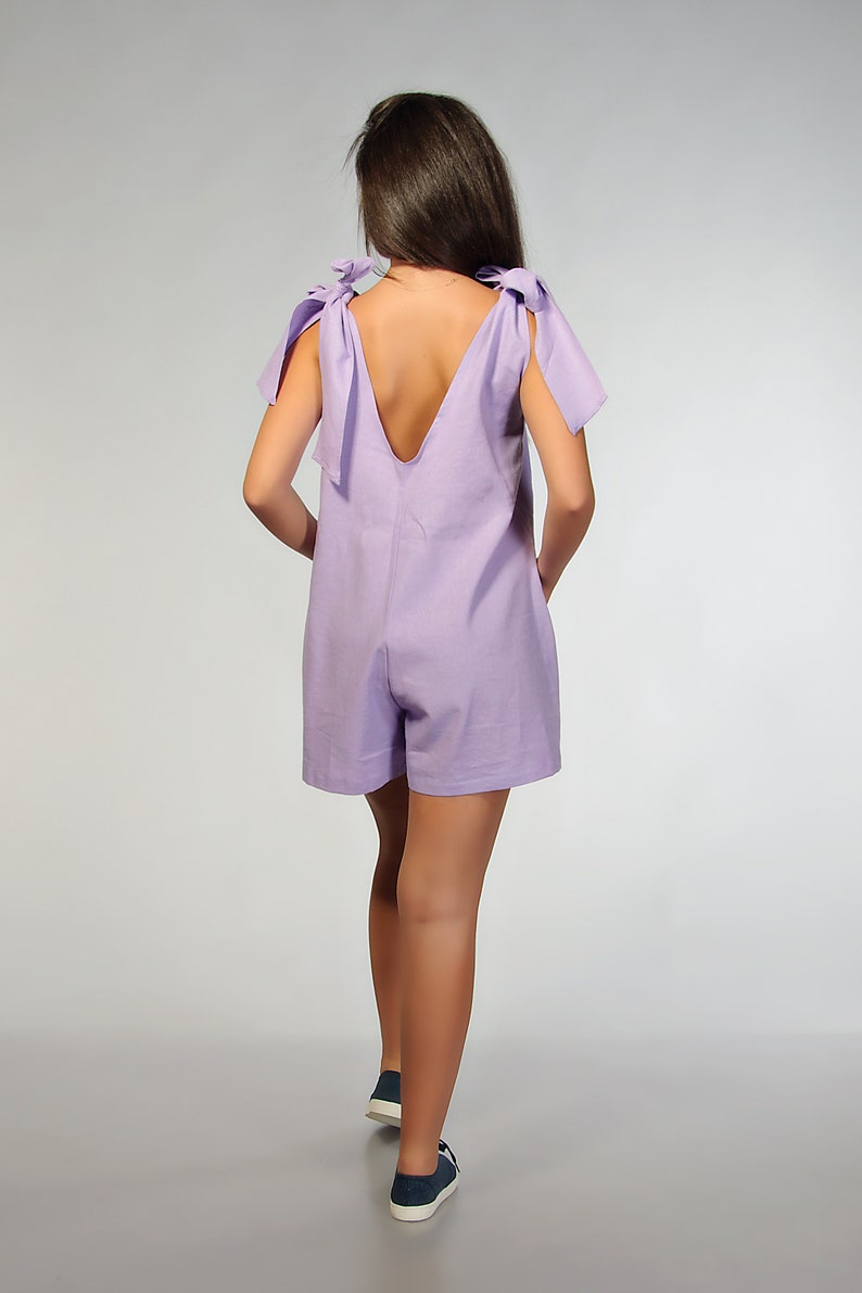 Linen Overalls Short Linen Jumpsuit Linen Dungarees Linen Etsy