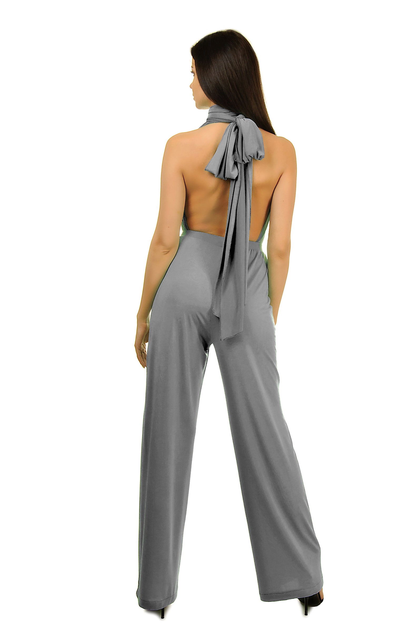 Grey Jersey Wedding Jumpsuit Women Convertible Bridesmaid Etsy New