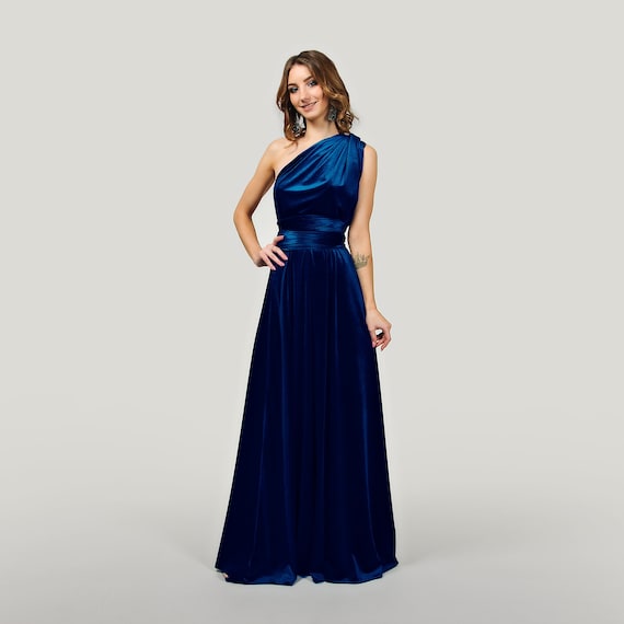 Velvet Maxi Dress, Prom Dress Long Royal Blue, Formal Dress, Infinity Dress, Graduation Dress, Bridesmaid Dress, Cobalt Blue Wedding Dress