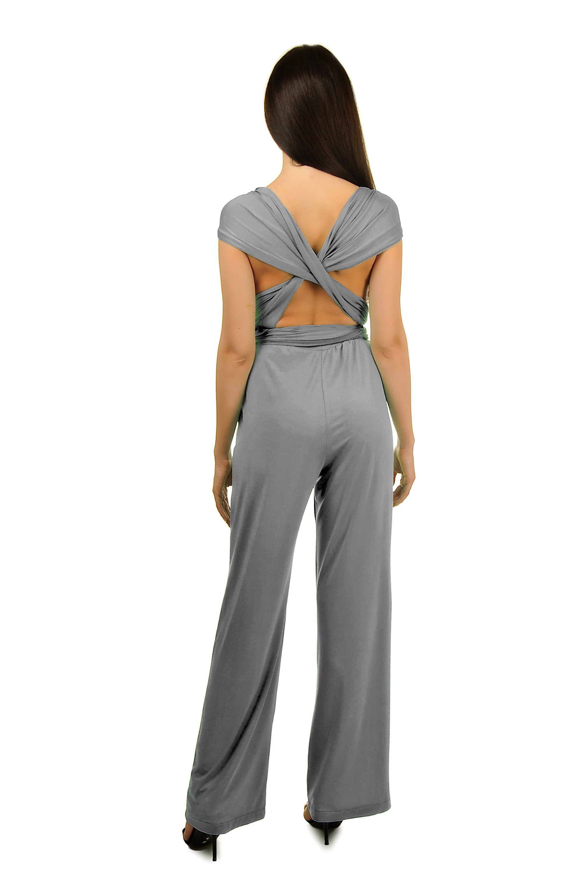 Grey Jersey Wedding Jumpsuit Women Convertible Bridesmaid Etsy New