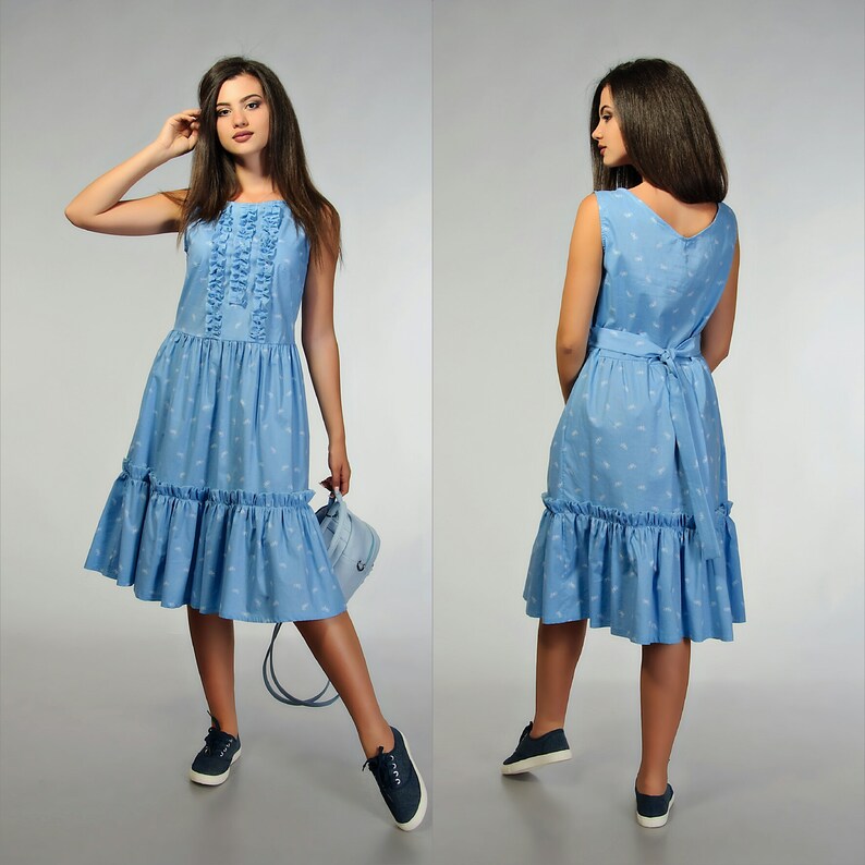 blue cotton summer dress