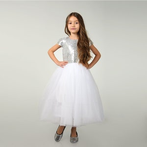 White first communion dress for girl, flower girl dress, Baptism white dress