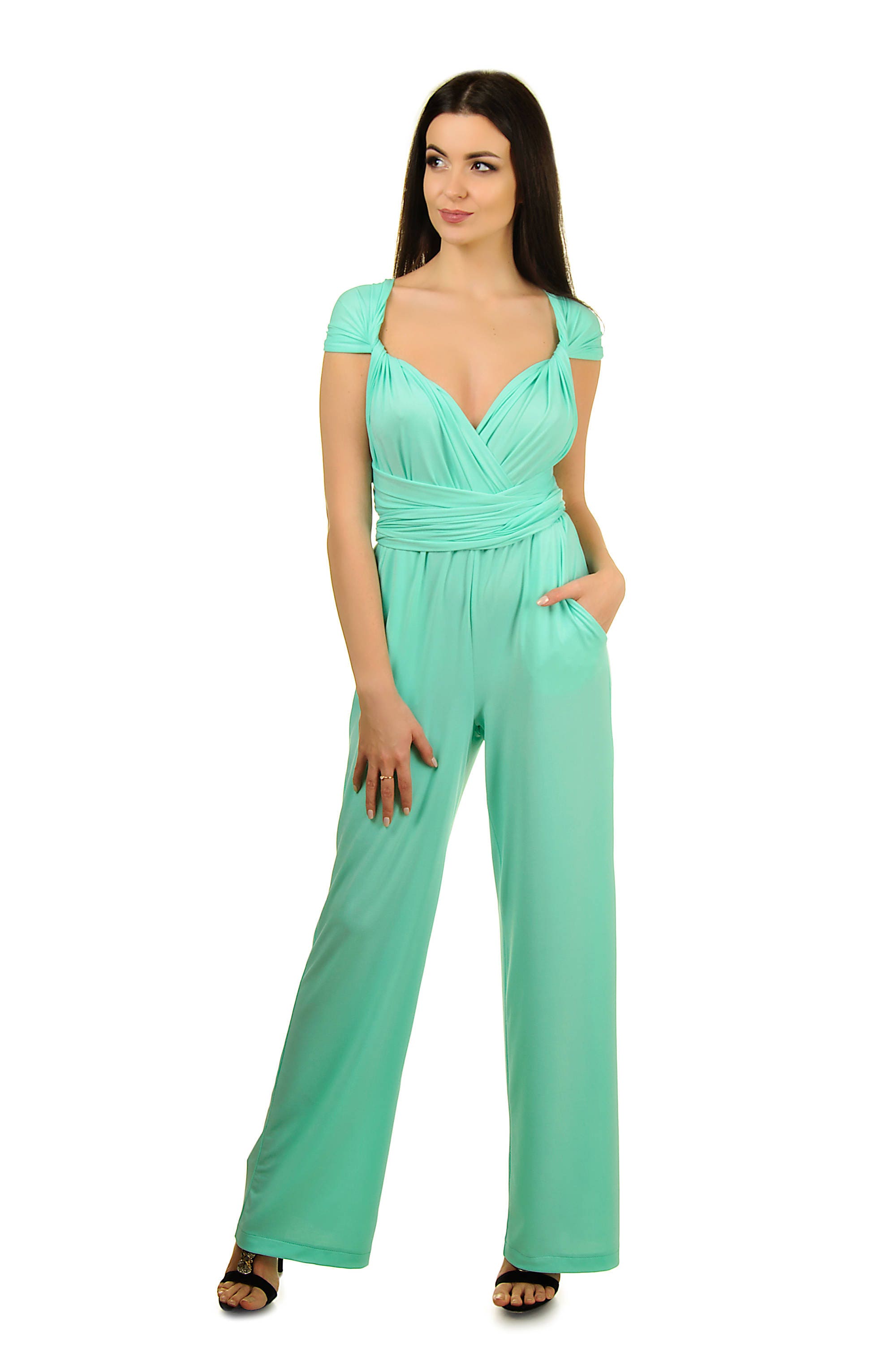 Mint green bridesmaids jumpsuit Convertible infinity wrap Etsy