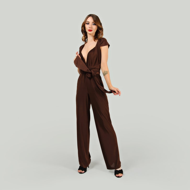 Wedding Infinity Brown Jumpsuit Convertible Evening for Women Etsy