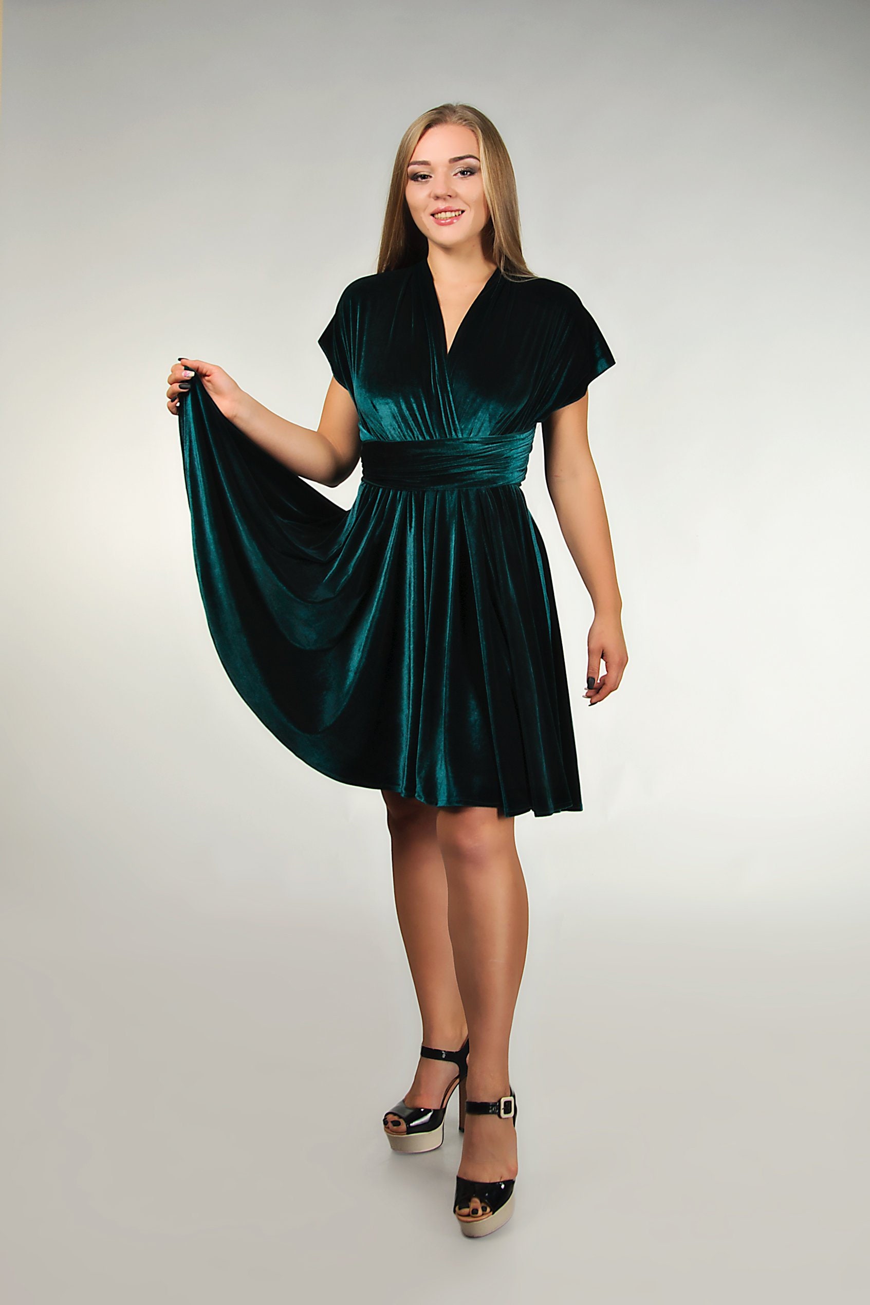Emerald Green Bridesmaid Dress Velvet Infinity Dress Prom Etsy Australia
