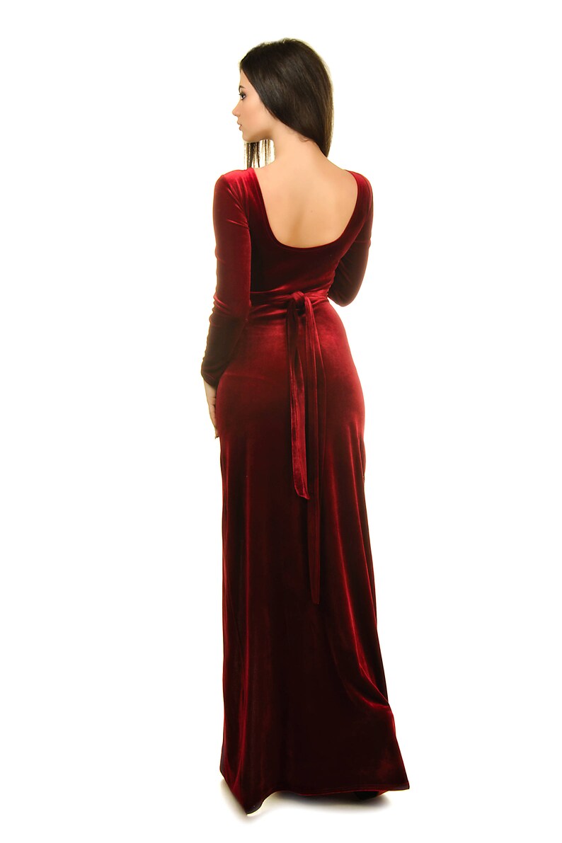 Burgundy Velvet Bride and Bridesmaid Tea Length Robe