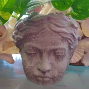 Greek Goddess Face Planter – concrete - cactus succulent pot decor
