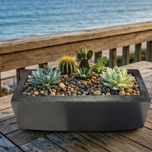 Handmade Rectangle Concrete Succulent Planter – Garden design Decor