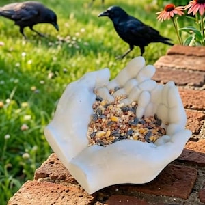 Handmade Concrete Crow Feeder: Squirrel Bird Perch, Succulent Planter
