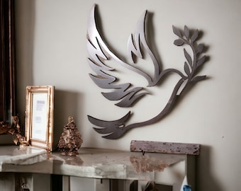 Peace Dove Metal Art - Multiple sizes- wall decor Olive Branch gift